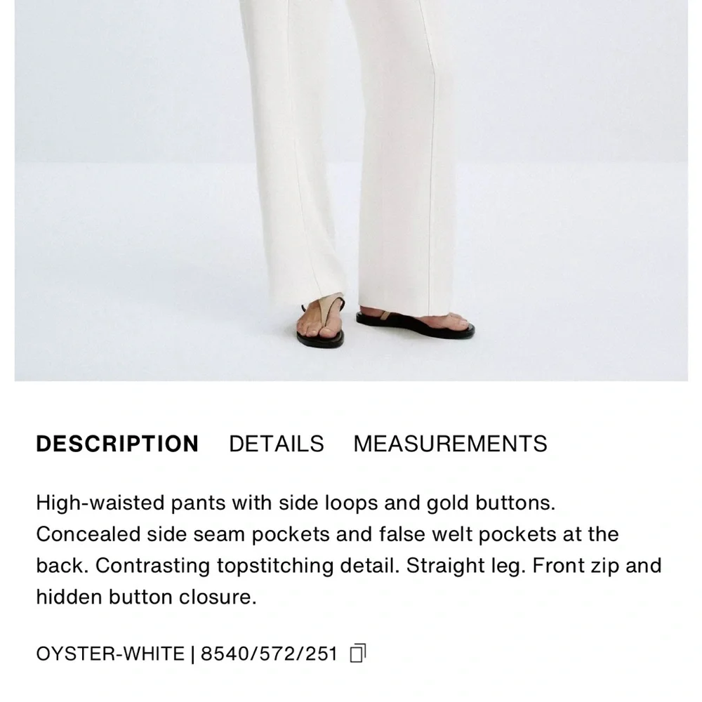 Zara NWT white pants with gold button appliqué detail